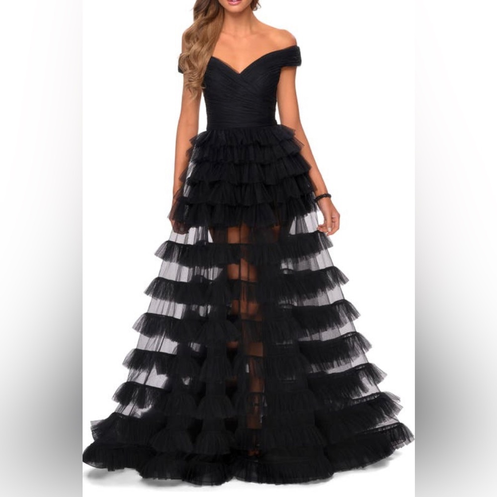 La Femme Tulle Bottom Gown
